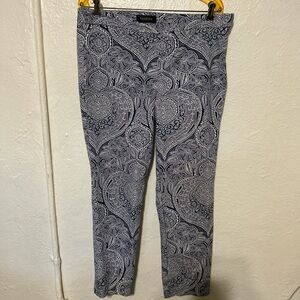 Talbots Navy and White Paisley Chatham Ankle Pants